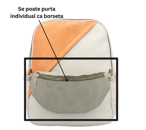 Rucsac causal, dama, REMONTE Q0533-60 crem, piele ecologica